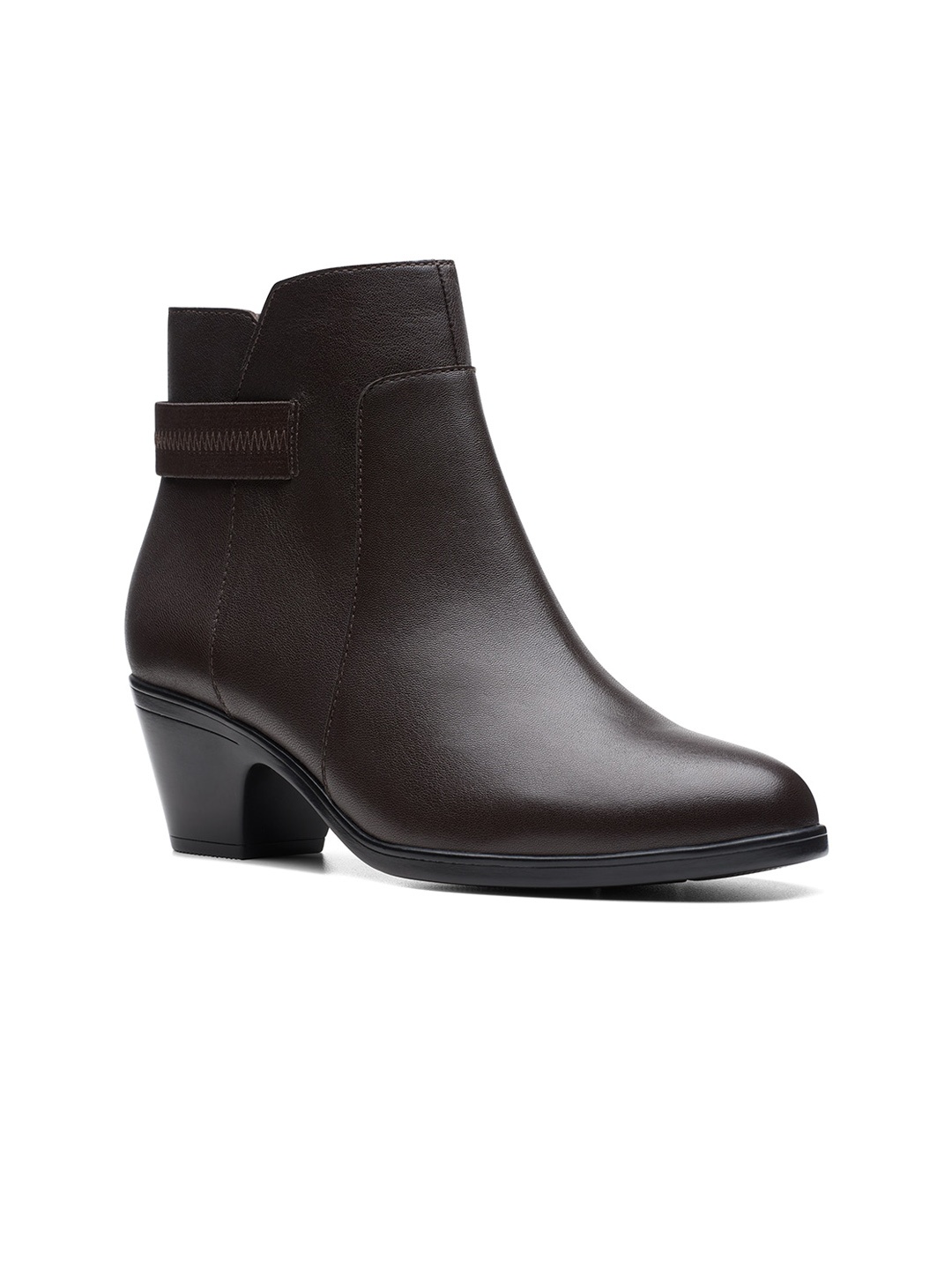 

Clarks Women Block-Heeled Leather Regular Boots, Brown
