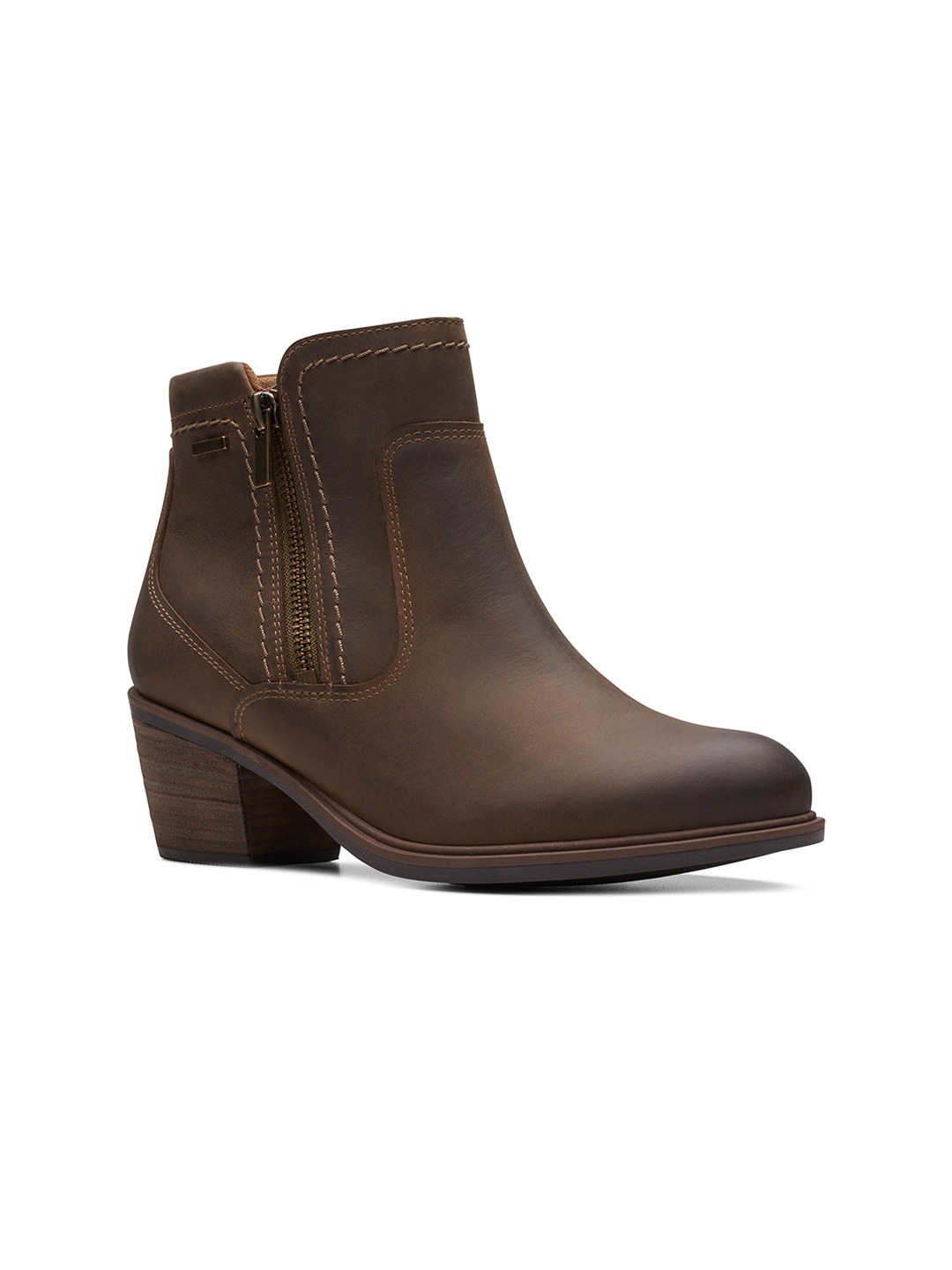 

Clarks Women Mid Top Block-Heel Leather Regular Boots, Brown