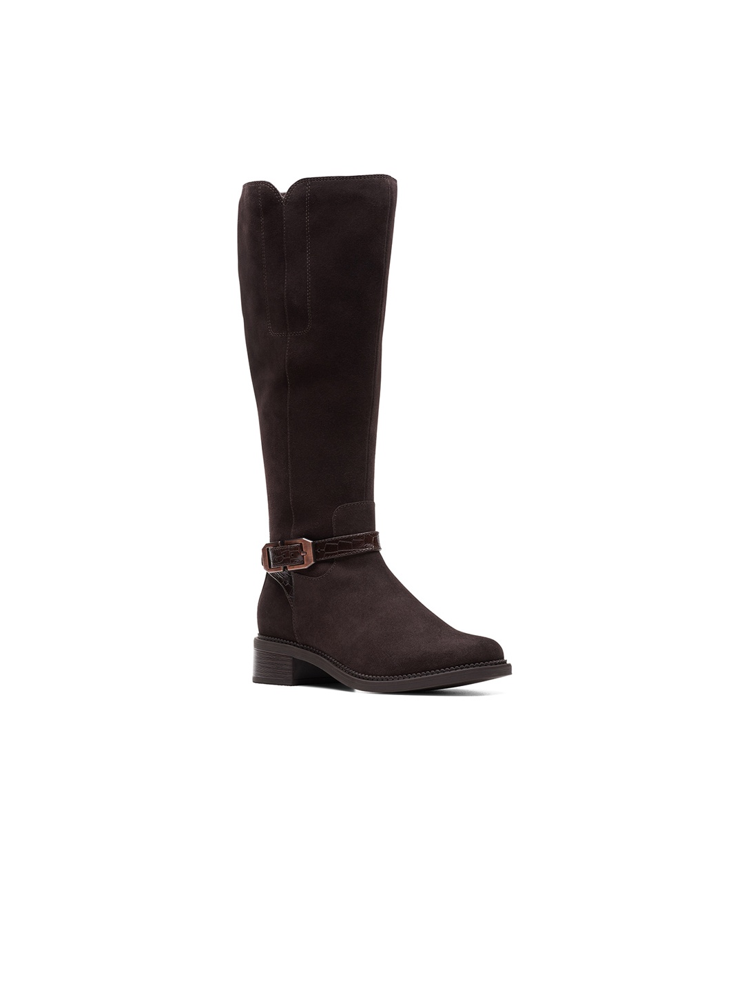 

Clarks Women Heeled Buckled Suede High-Top Regular Boots, Brown