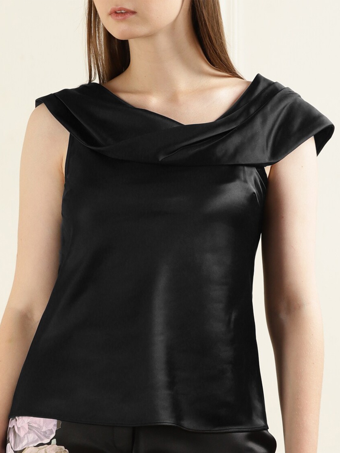 

Ted Baker Cowl Neck Sleeveless Satin Top, Black