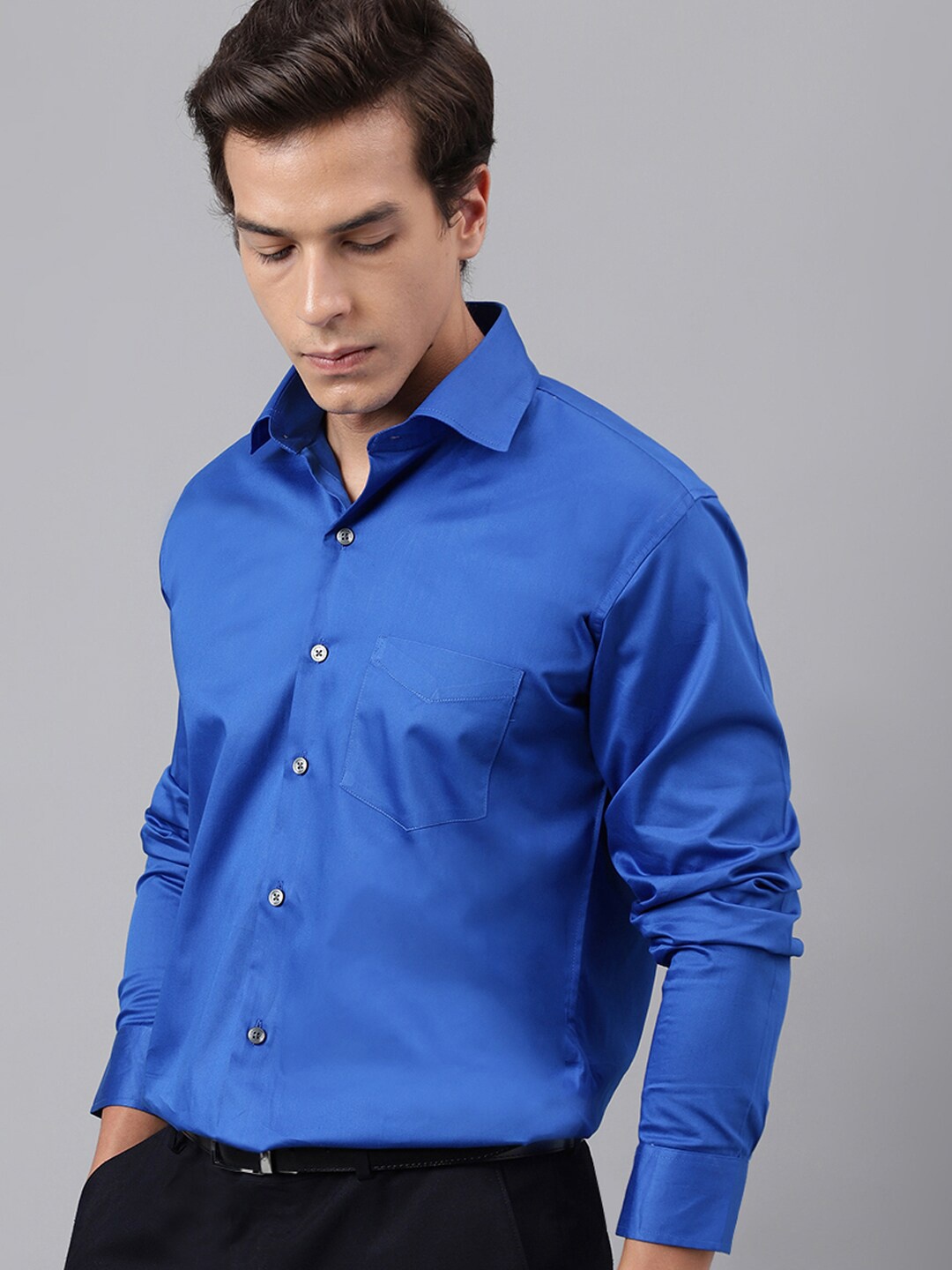 

Hancock Pure Cotton Satin Slim Fit Party Shirt, Blue