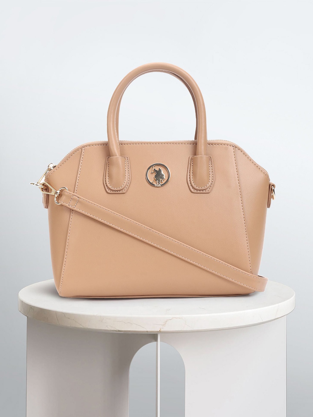 

U.S. Polo Assn. Women Oversized Structured Handheld Bag, Beige