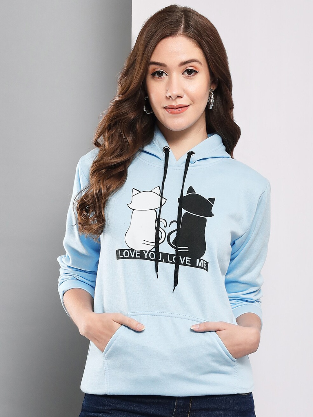 

Funday Fashion Graphic Printed Hooded Fleece Sweatshirt, Blue