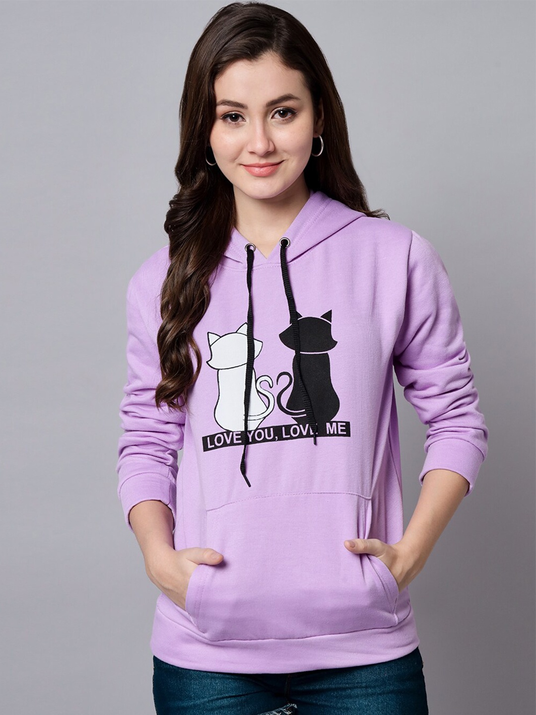 

Funday Fashion Graphic Printed Hooded Fleece Sweatshirt, Purple