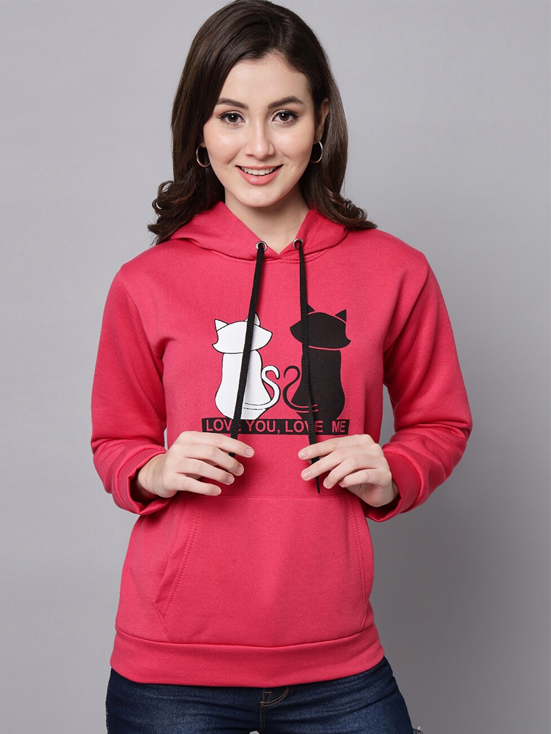 

Funday Fashion Graphic Printed Hooded Fleece Sweatshirt, Pink