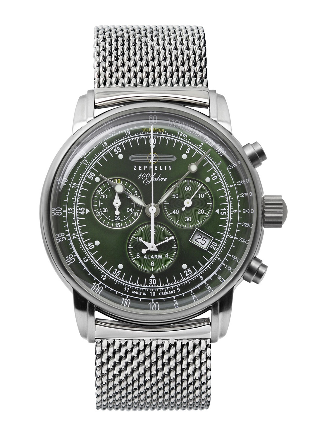 

ZEPPELIN Men Green Dial & Silver Toned Stainless Steel Bracelet Style Straps Analogue Watch 8680M4