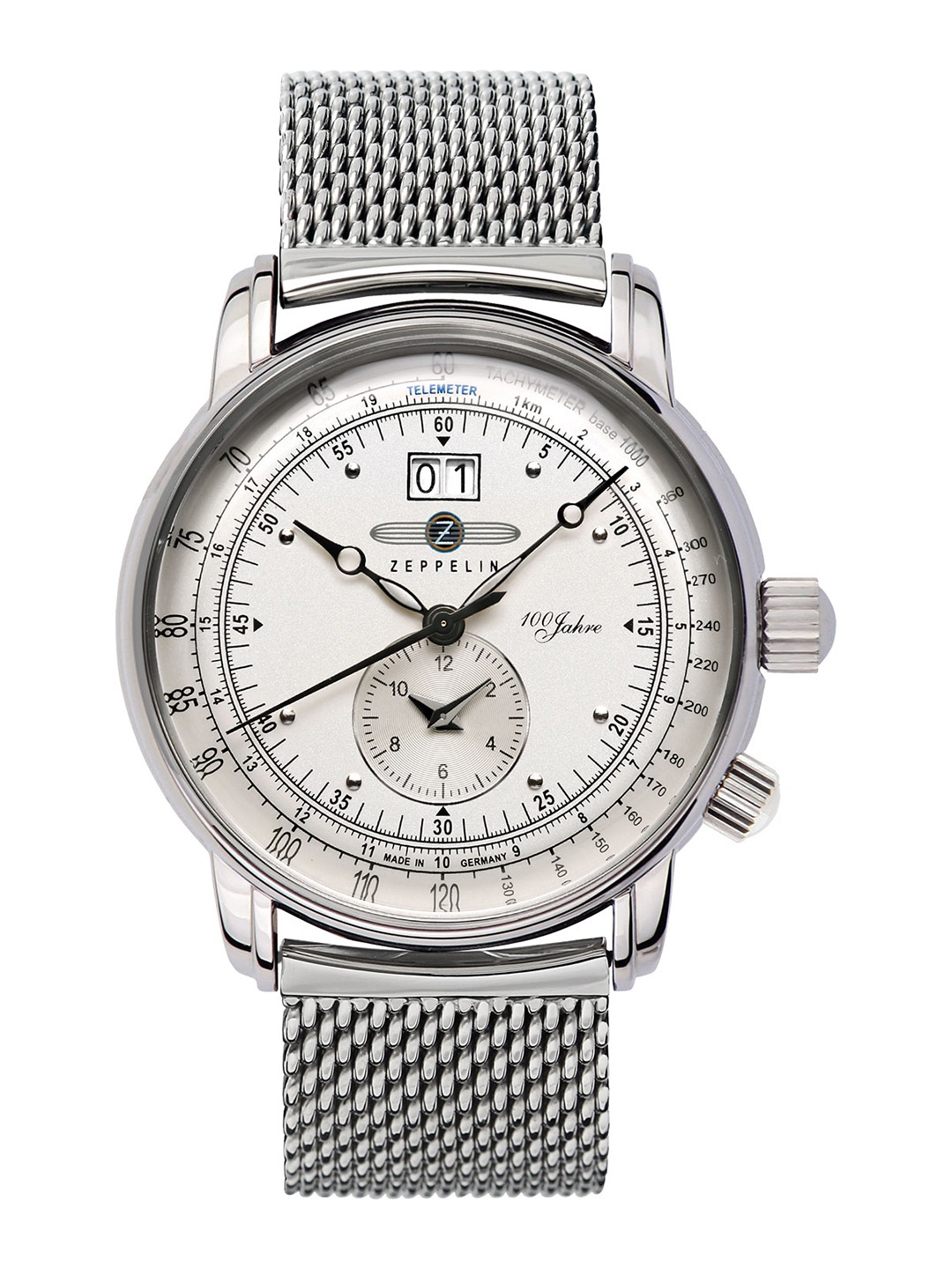 

ZEPPELIN Men White Patterned Dial & Silver Toned Stainless Steel Bracelet Style Straps Analogue Watch