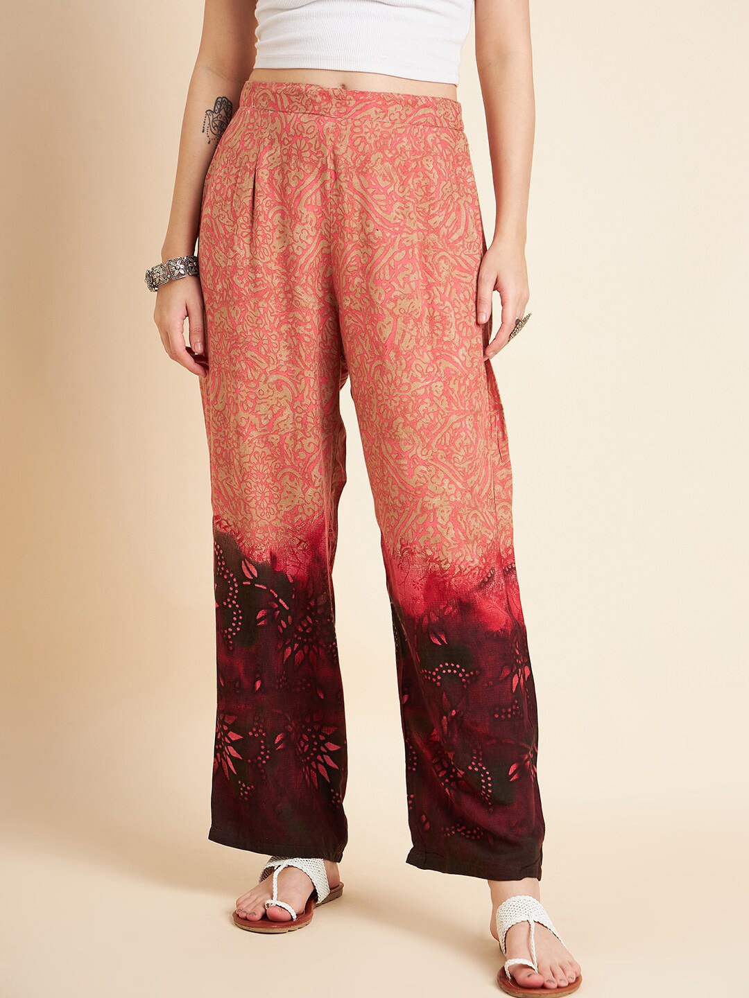 

Sangria Women Floral-Printed Palazzo, Rust