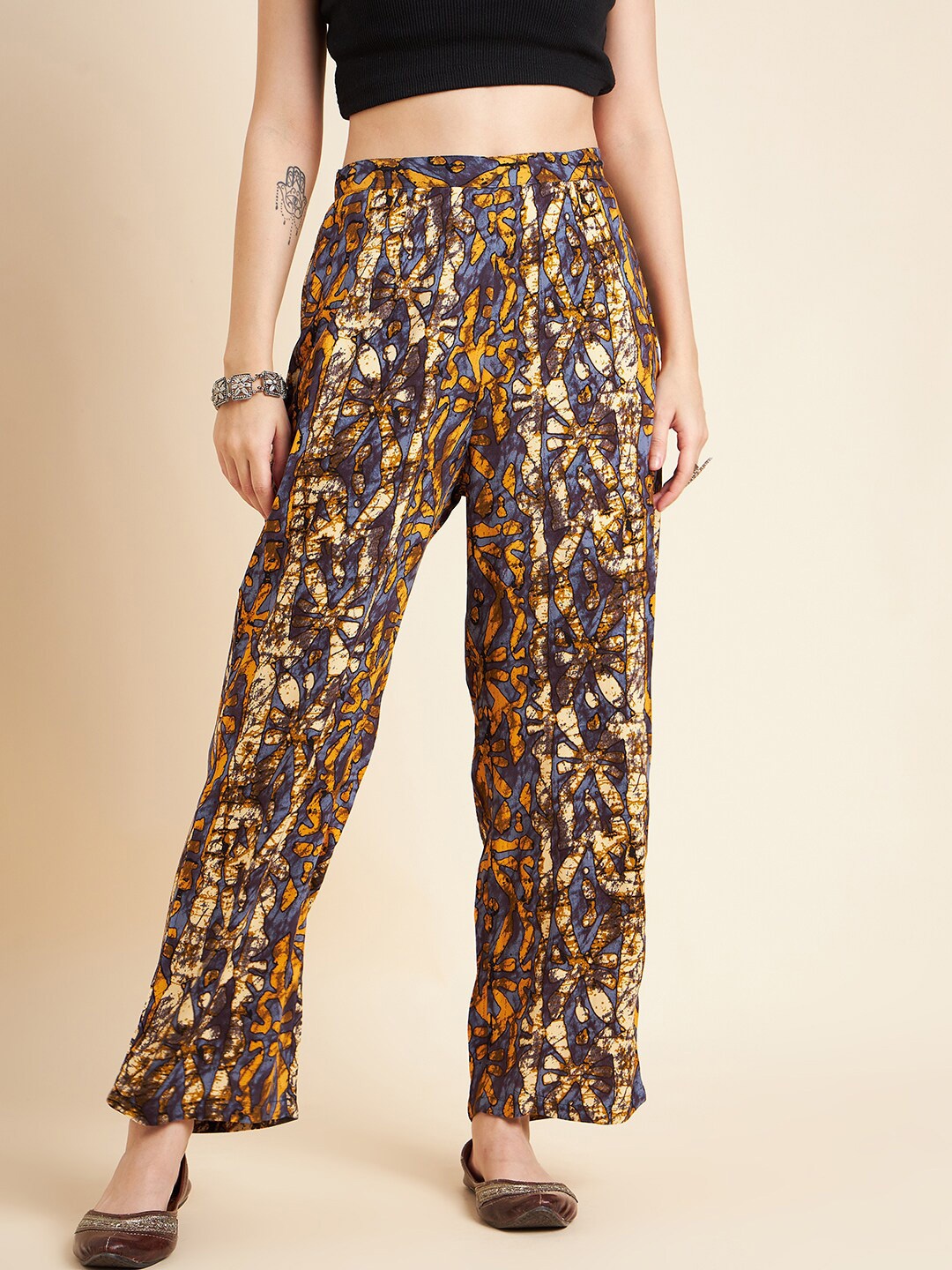 

Sangria Abstract Printed Palazzos, Brown
