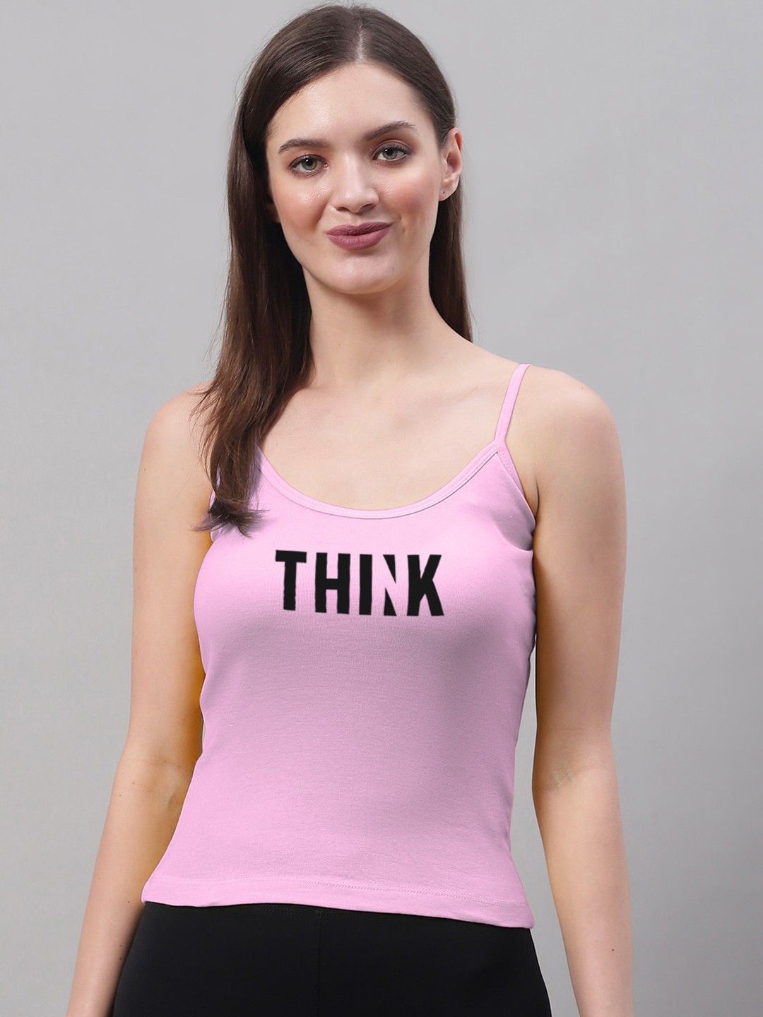 

FBAR Typography Printed Non-Padded Cotton Camisole, Pink