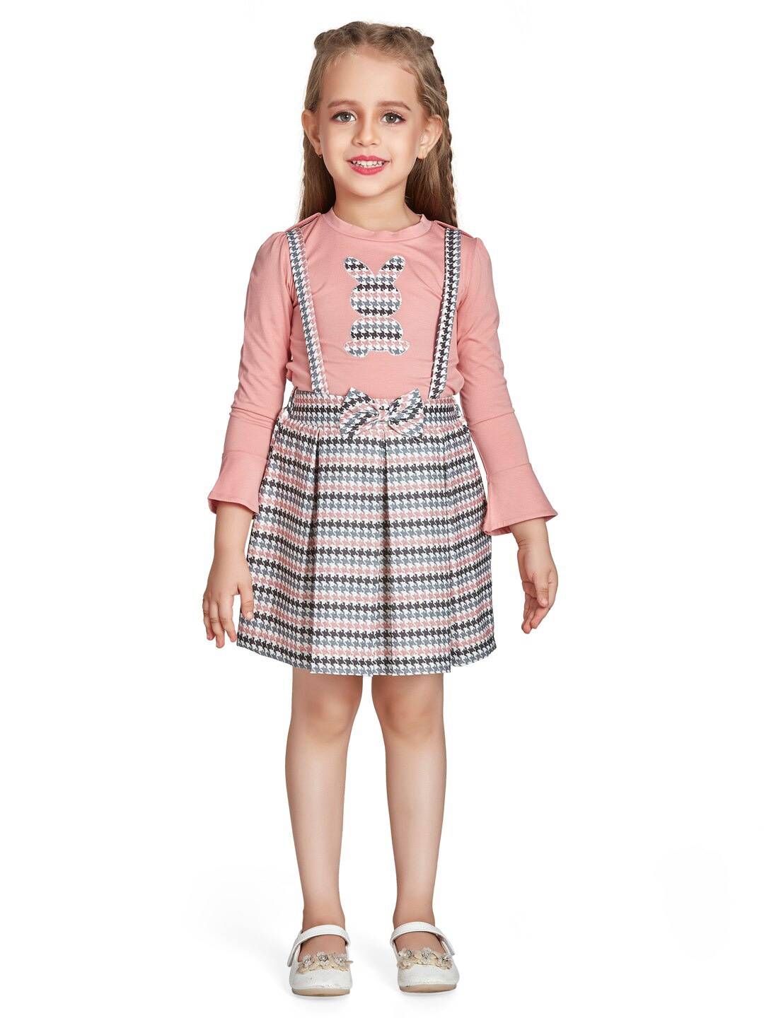

Peppermint Geometric Printed Applique Fit & Flare Dress, Pink