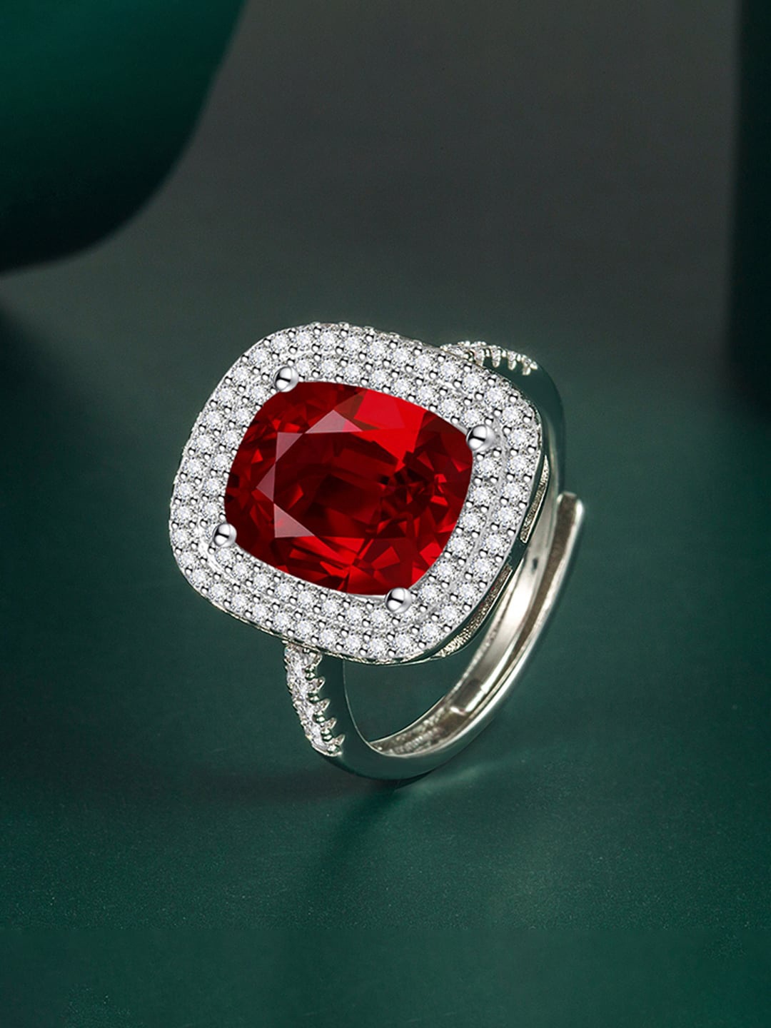 

Designs & You Silver-Plated Cubic Zirconia Studded Finger Ring
