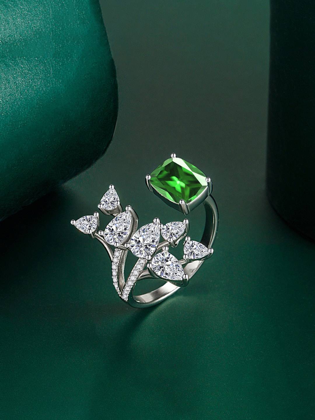 

Designs & You Silver-Plated Cubic Zirconia Studded Ring