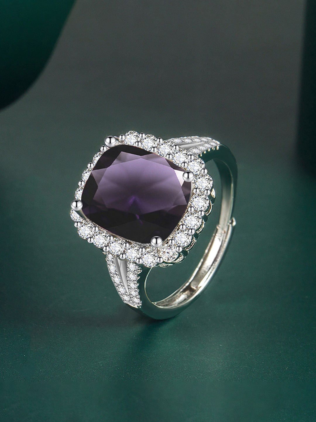 

Designs & You Silver-Plated CZ-Studded Finger Ring