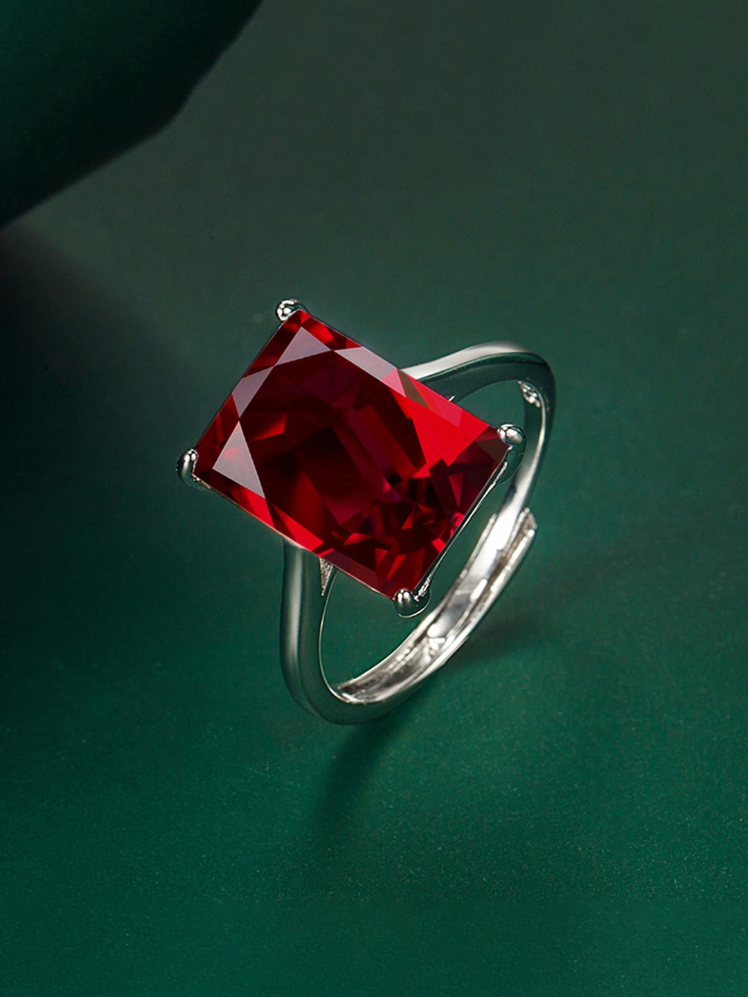 

Designs & You Silver-Plated American Diamond Studded Ring