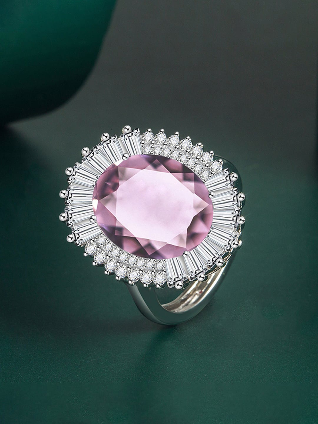 

Designs & You Silver-plated Ice-cut AD-studded Finger Ring
