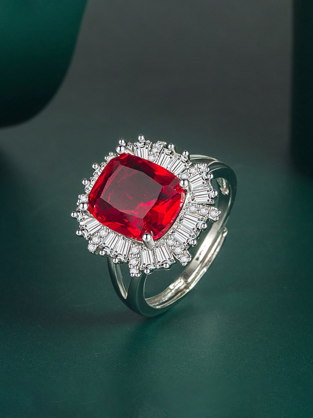 

Designs & You Silver-plated Ice-cut AD-studded Finger Ring