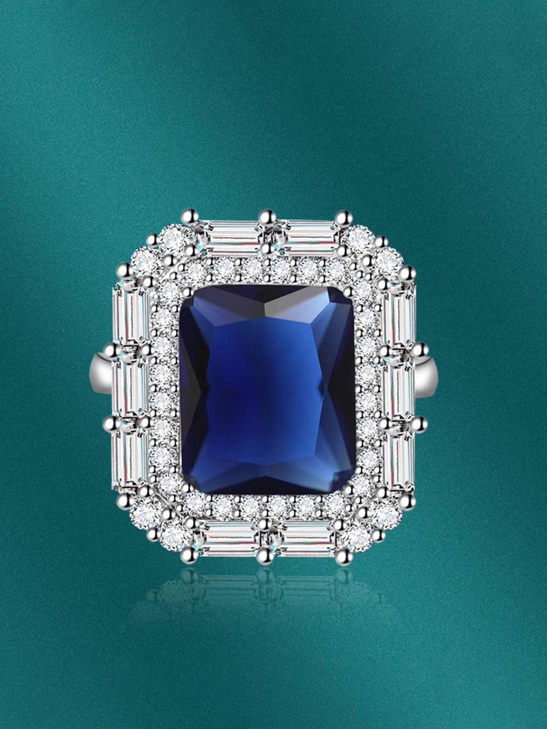 

Designs & You Silver-plated Ice-cut AD-studded Finger Ring