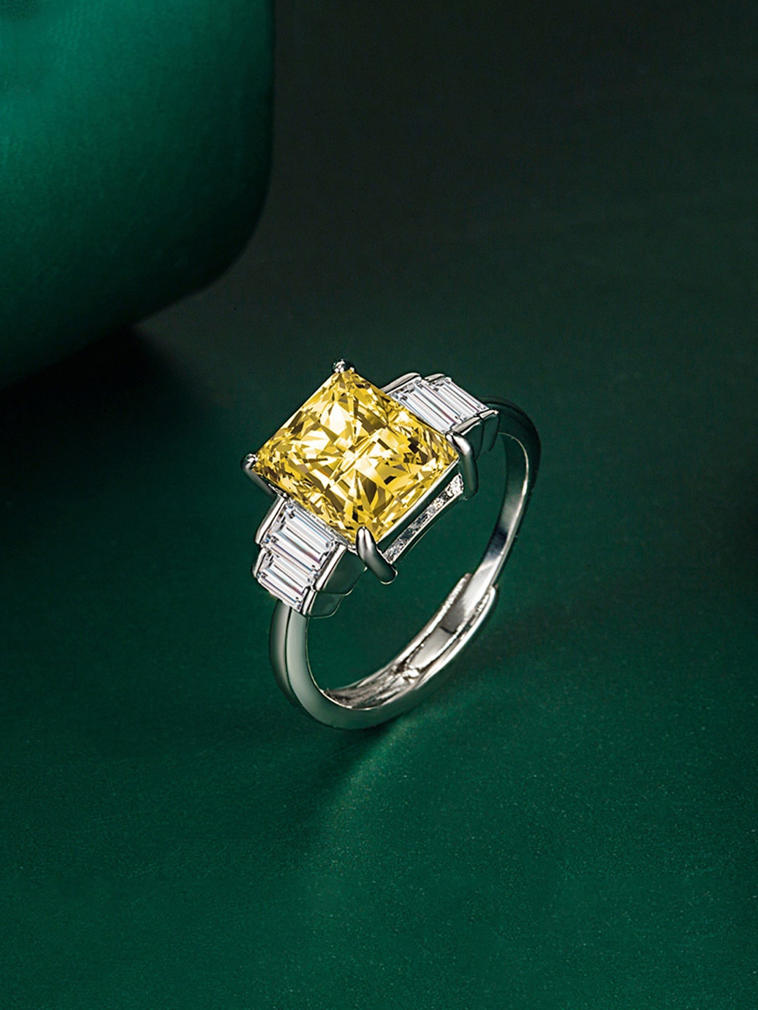 

Designs & You Silver-Plated Ice-Cut AD-studded Finger Ring
