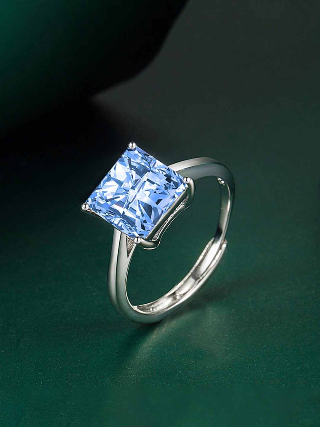 

Designs & You Silver-Plated Ice-Cut American Diamond Studded Finger Ring