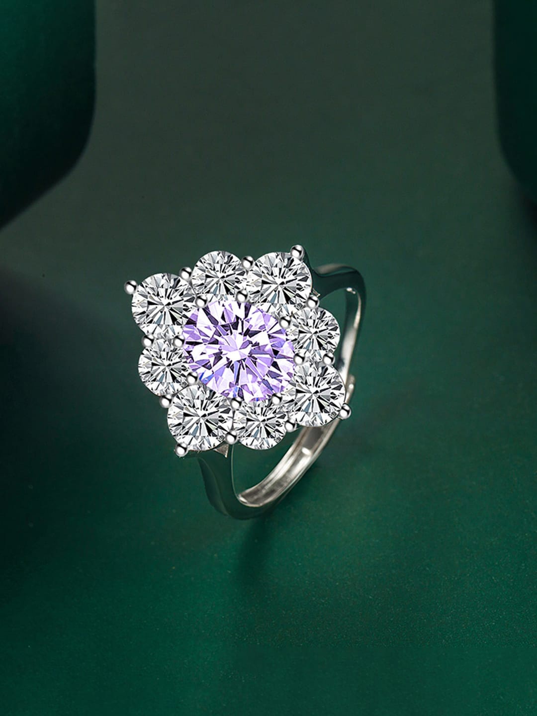 

Designs & You Silver-plated Ice-cut AD-studded Finger Ring