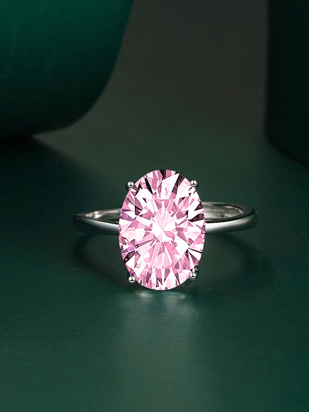 

Designs & You Silver-Plated American Diamond Studded Ring