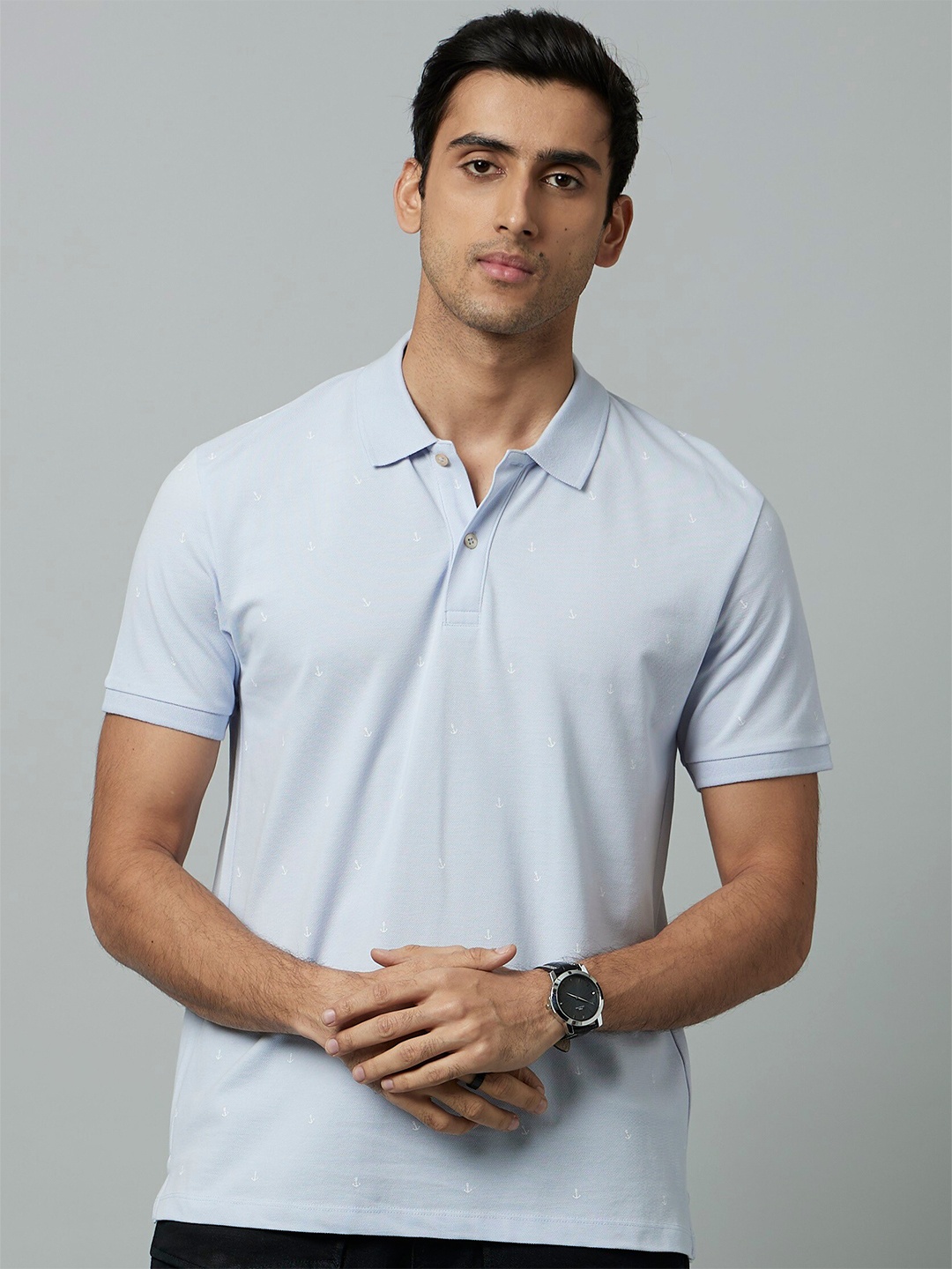 

Celio Regular Fit Polo Collar Cotton Casual T-Shirt, Blue