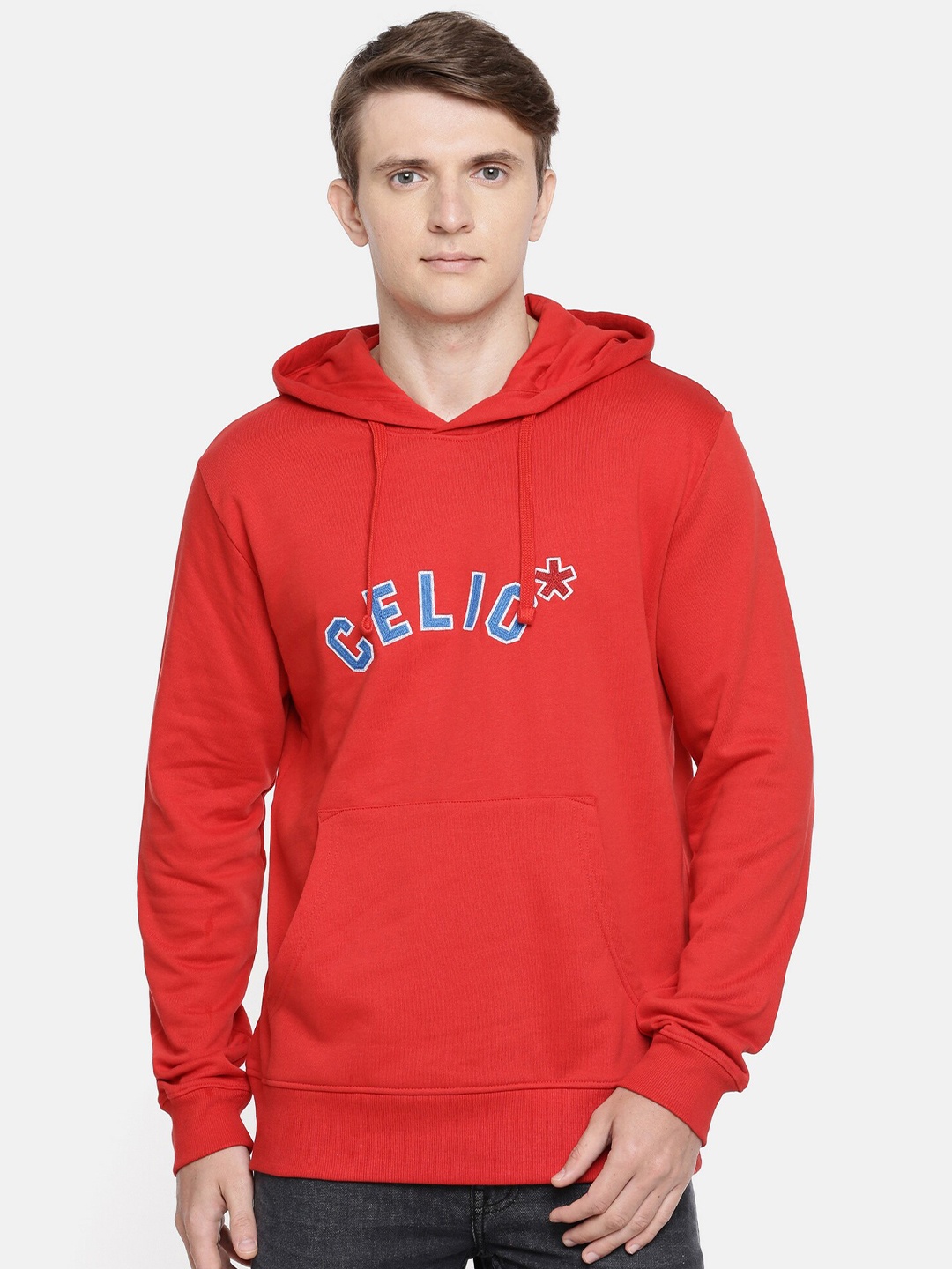 

Celio Typography Printed Hooded Pullover, Red