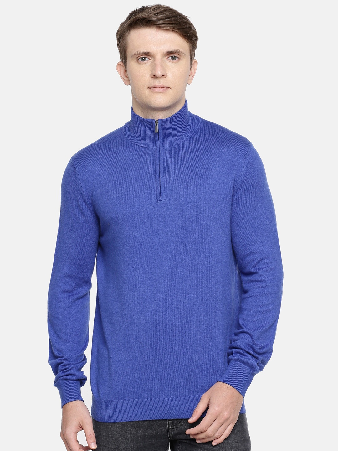 

Celio Mock Collar Long Sleeves Cotton Pullover, Blue