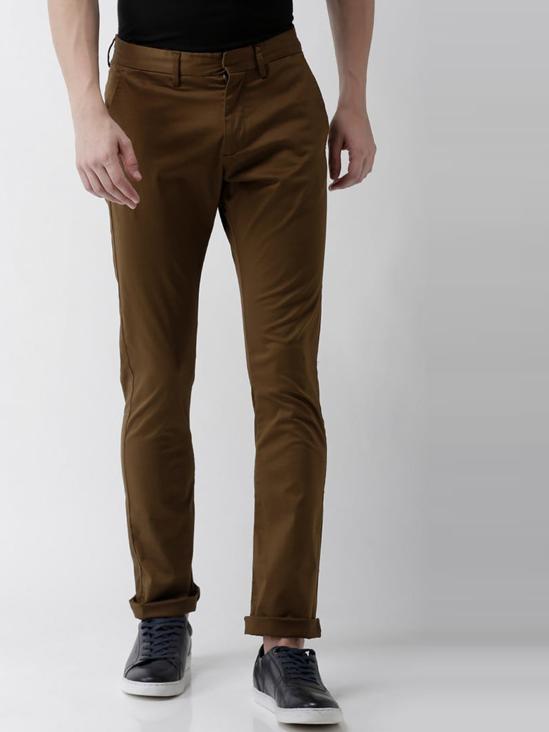 

Celio Men Mid Rise Slim Fit Cotton Chinos Trousers, Brown