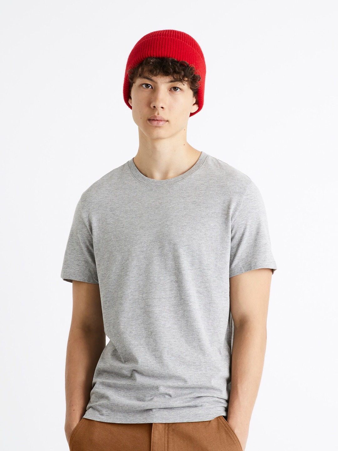 

Celio Round Neck Cotton T-shirt, Grey