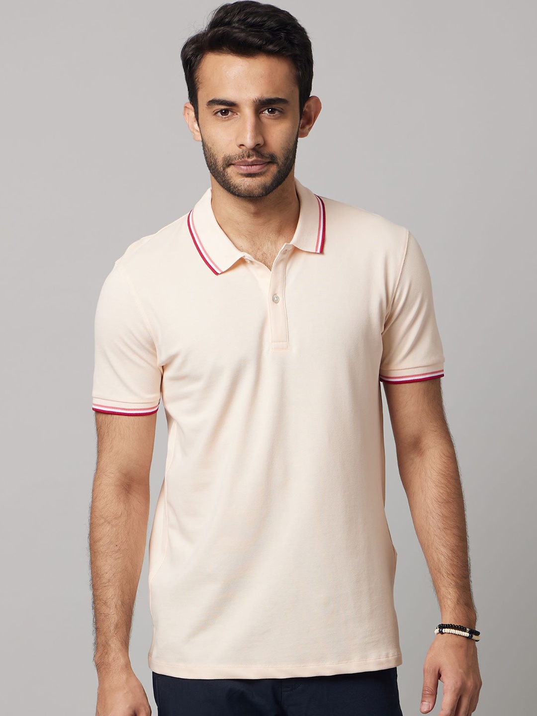 

Celio Regular Fit Polo Collar Cotton Casual T-Shirt, Pink