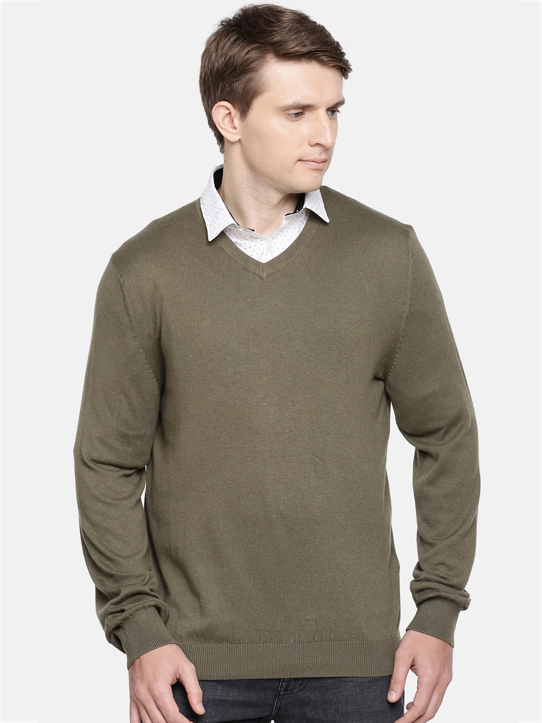 

Celio V-Neck Long Sleeves Cotton Pullover, Khaki