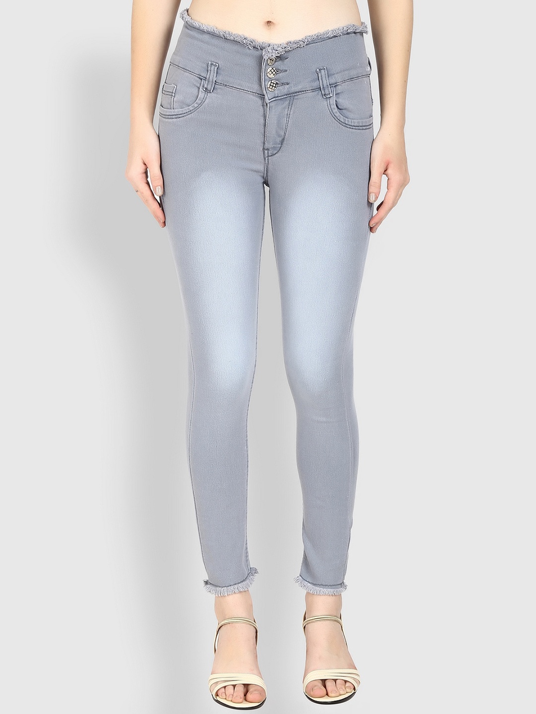 

A-Okay Women Slim Fit Heavy Fade Stretchable Jeans, Grey