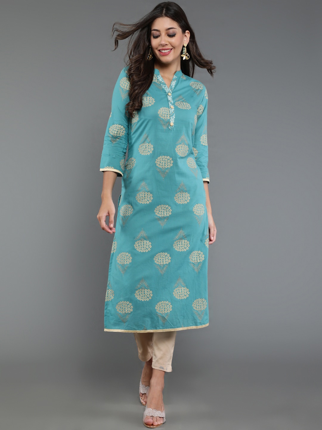 antaran Geometric Embroidered Kurta, Blue