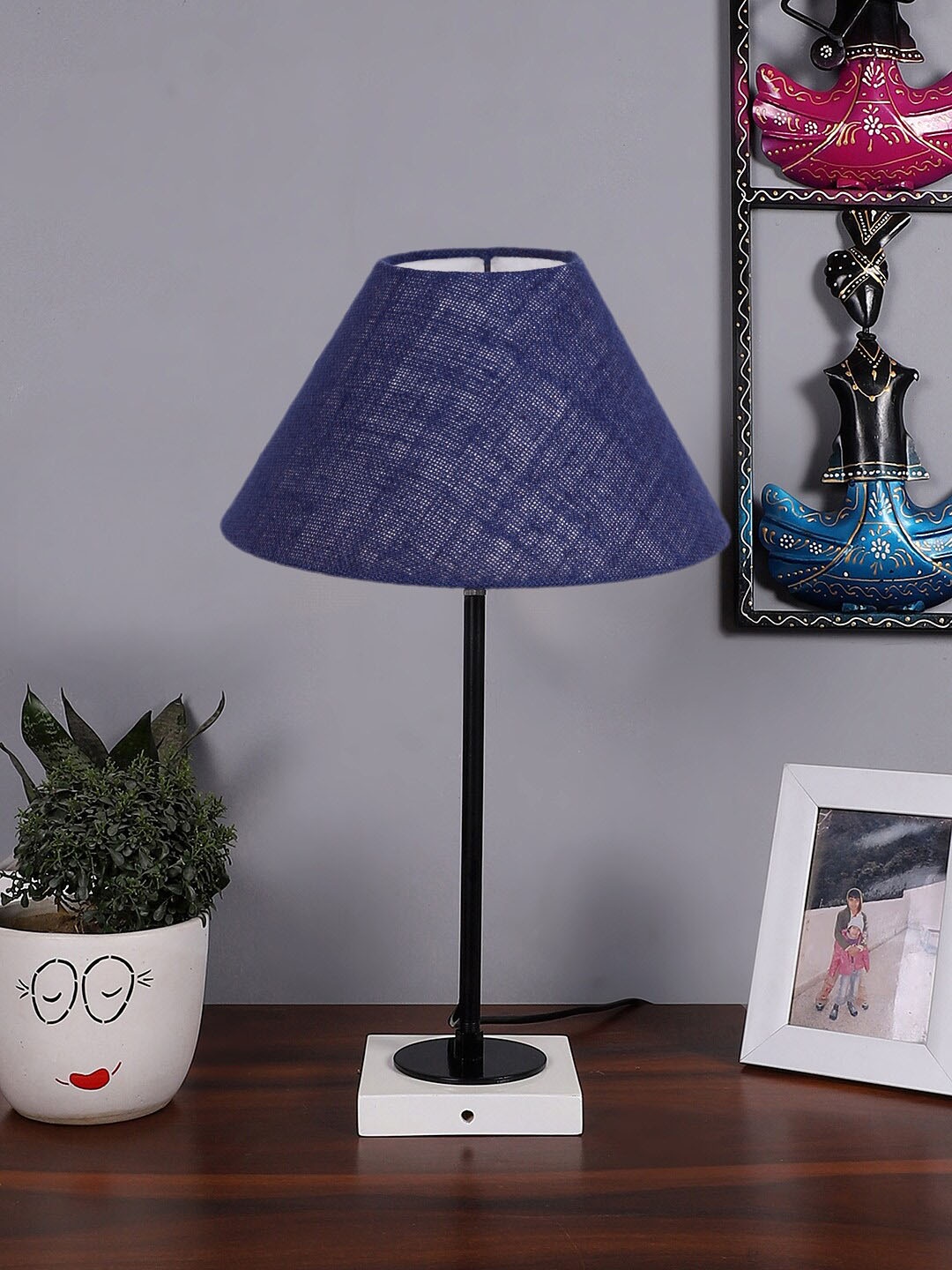 

Devansh Blue Wood Bell Shaped Table Lamp