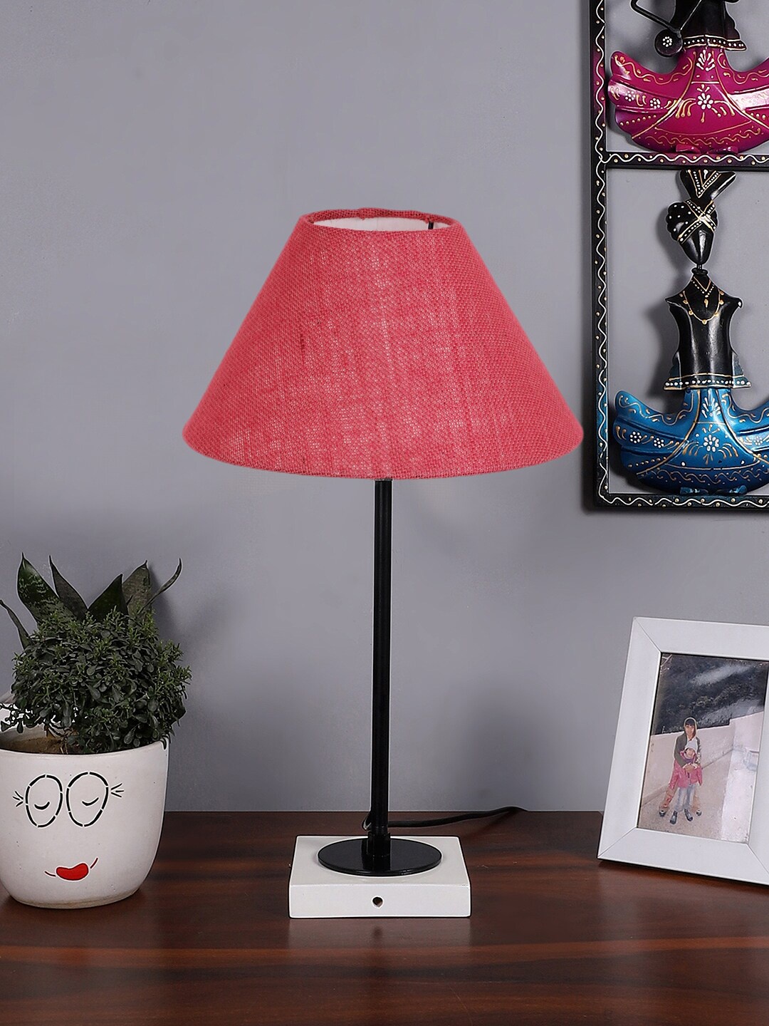 

Devansh Pink Wood Bell Shaped Table Lamp