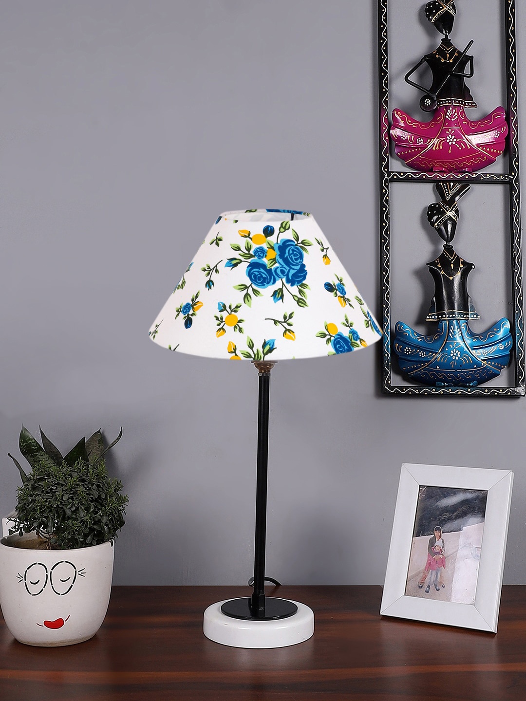

Devansh Printed Cotton Table Lamp With Wooden Base, Multi