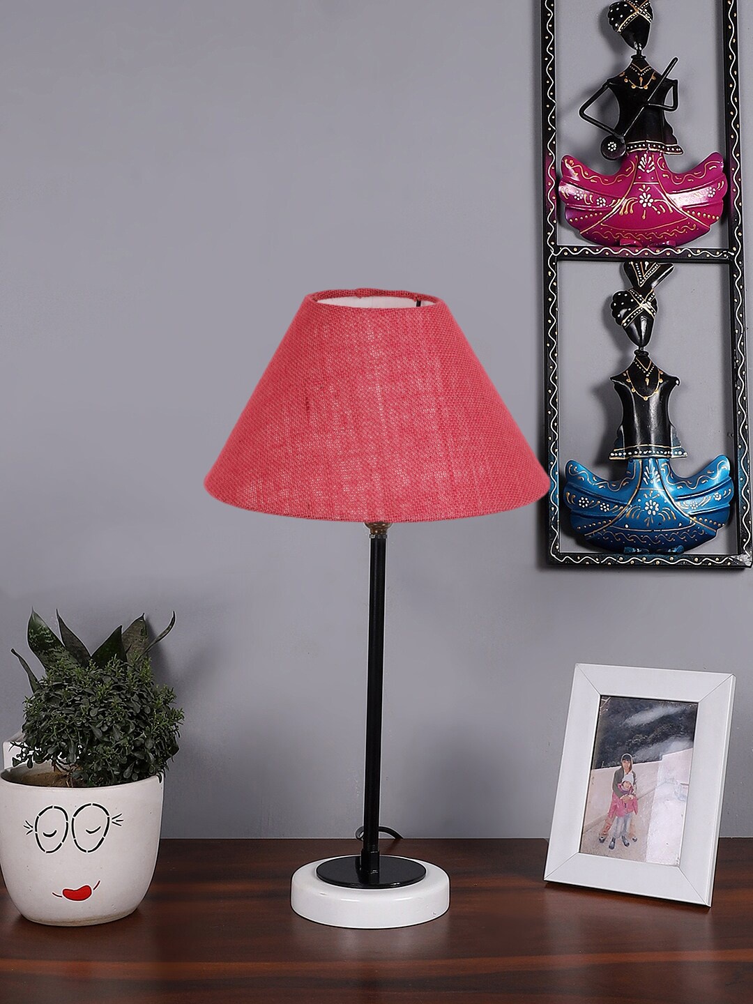 

Devansh Pink & White Textured Wooden Table Lamp With Cotton Shade