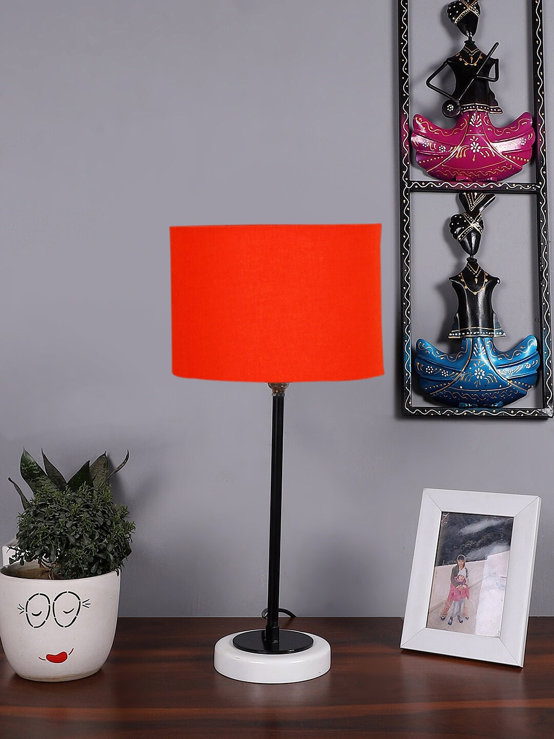 

Devansh Orange & White Wooden Table Lamp With Cotton Shade