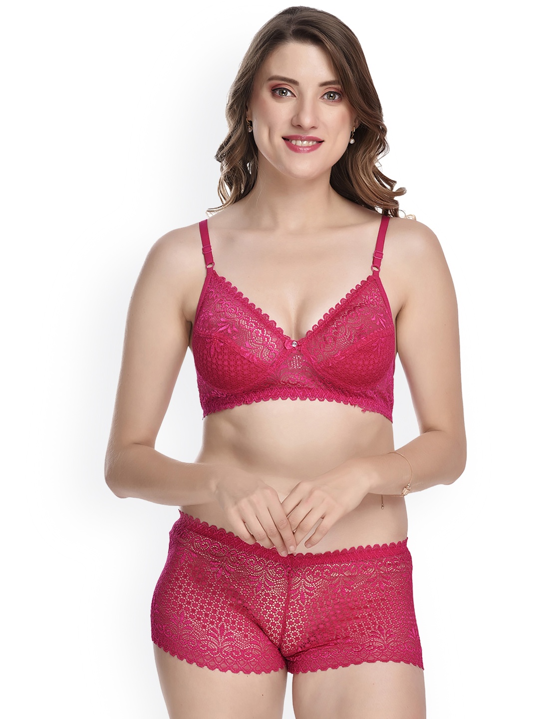 

Aamarsh Self-Design Cotton Lingerie Set, Pink
