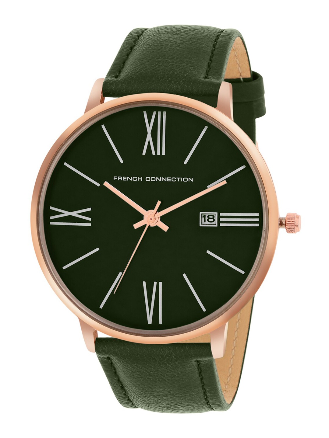 

French Connection Men Dial & Leather Straps Analogue Watch FCN00048H, Green