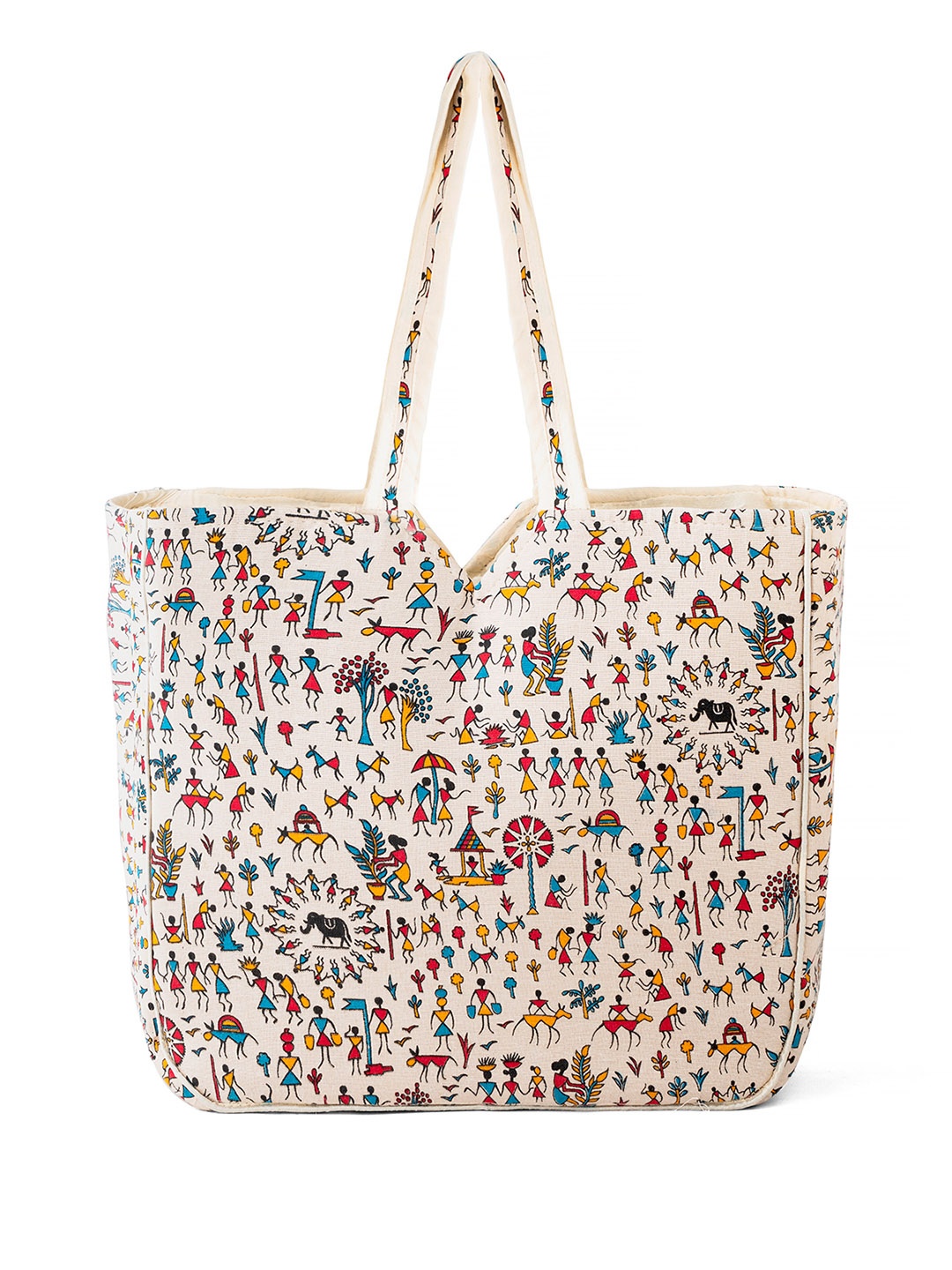 

Goatter Warli Printed Oversized Cotton Shopper Tote Bag, Off white