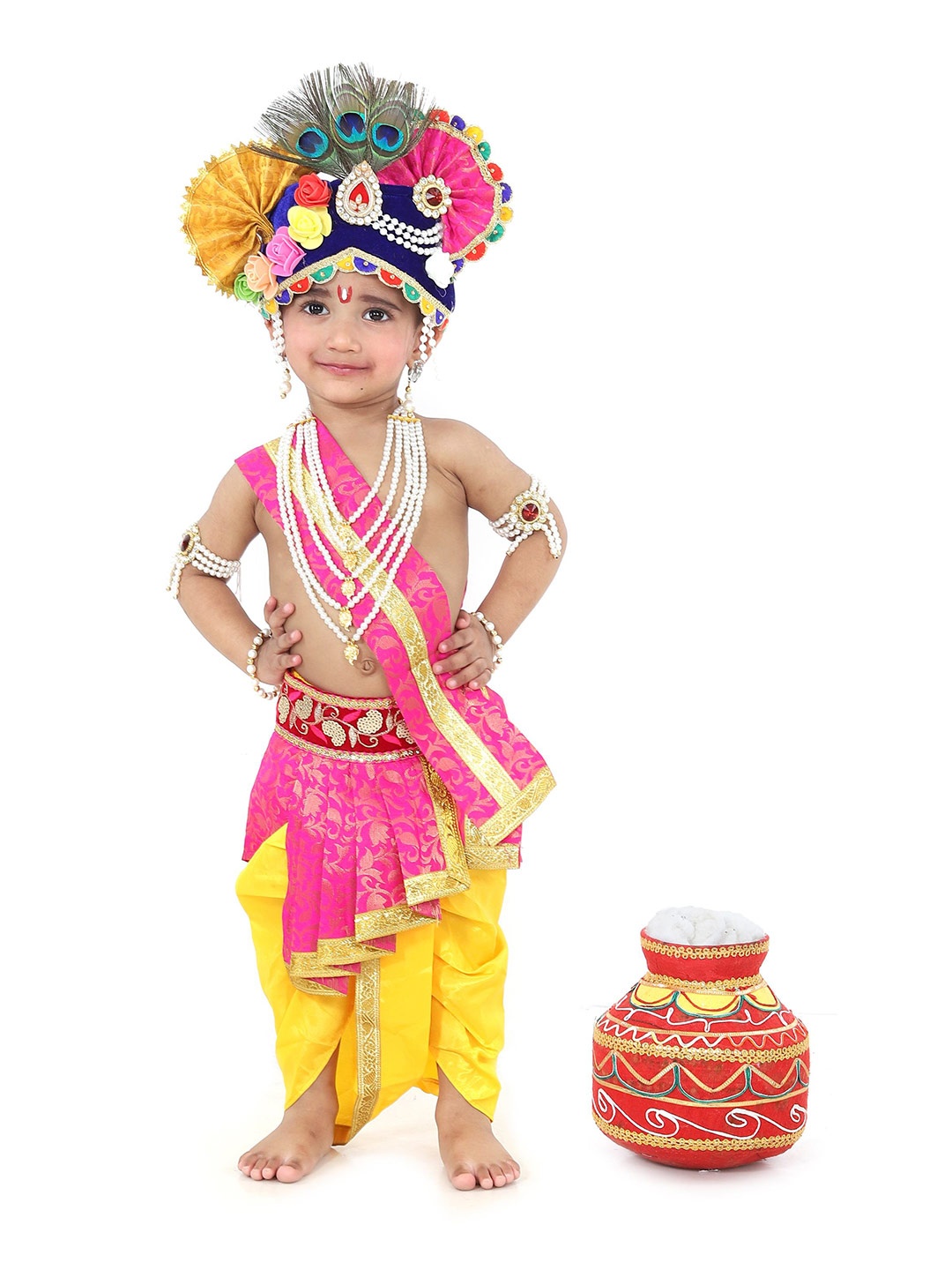 

RAJ FANCY DRESSES Unisex Kids Top With Dhoti Pants, Peach