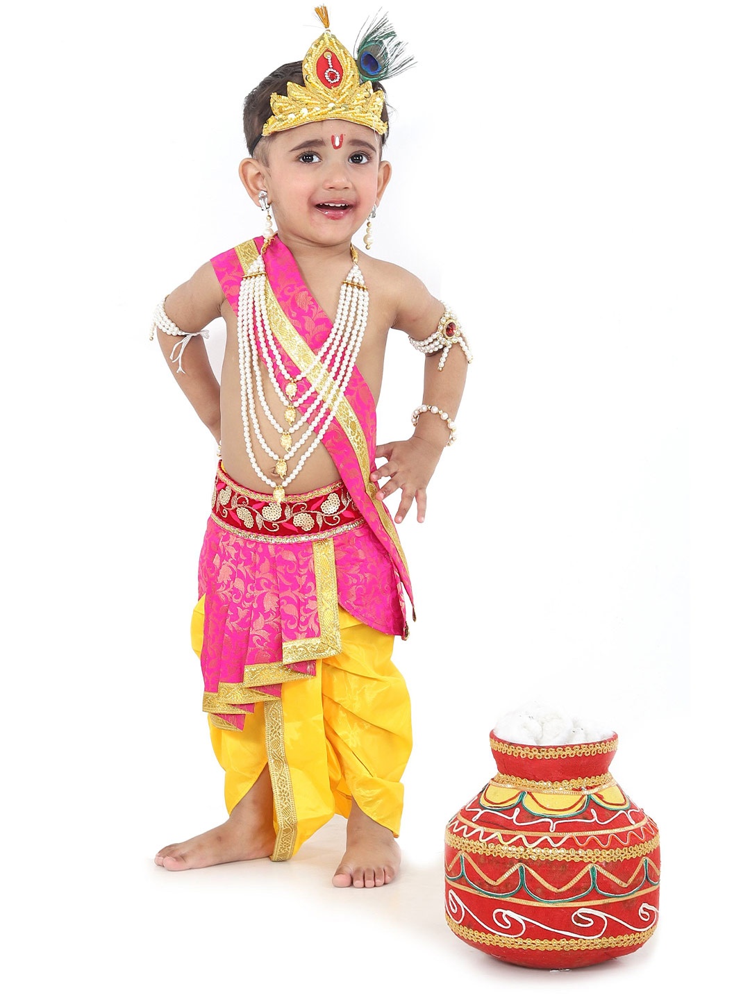 

RAJ FANCY DRESSES Unisex Kids Top with Dhoti Pants, Pink