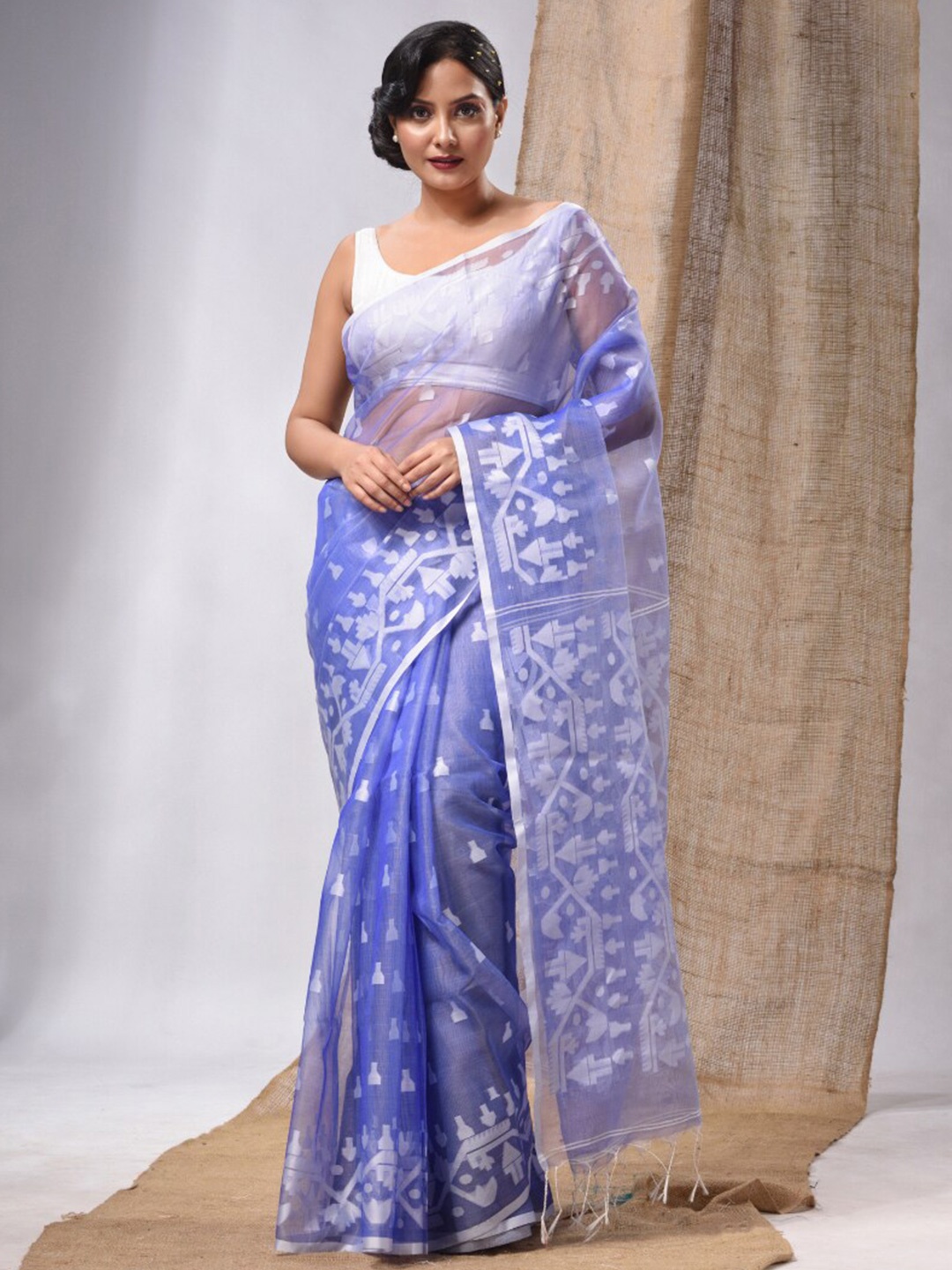 

Charukriti Woven Design Zari Pure Silk Saree, Blue