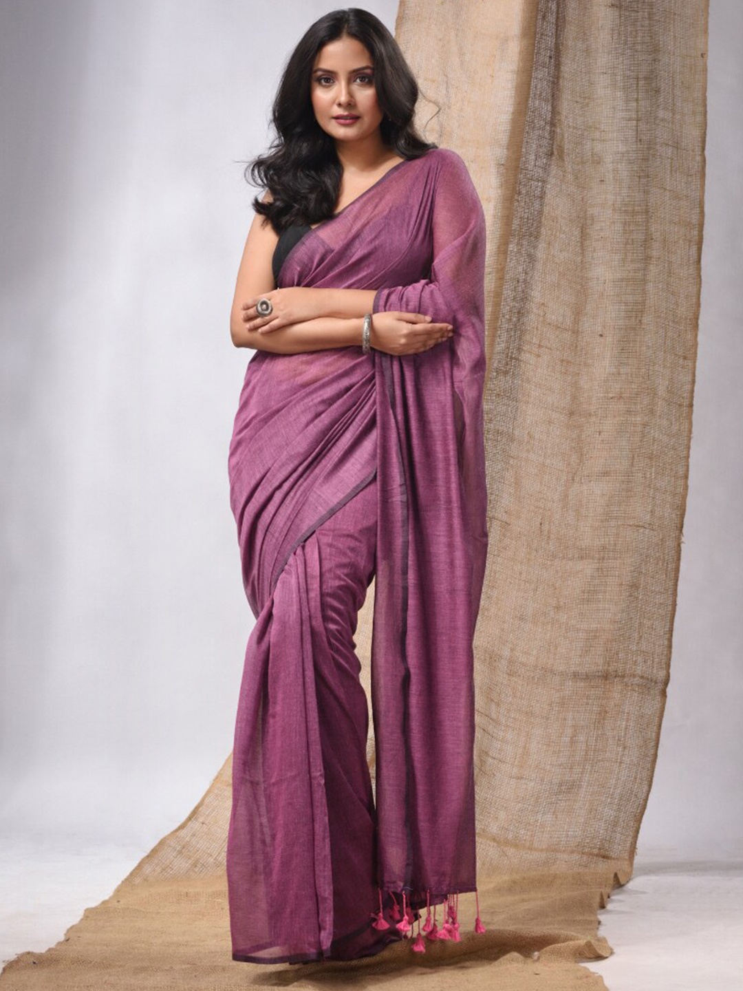 

Charukriti Pure Cotton Saree, Purple