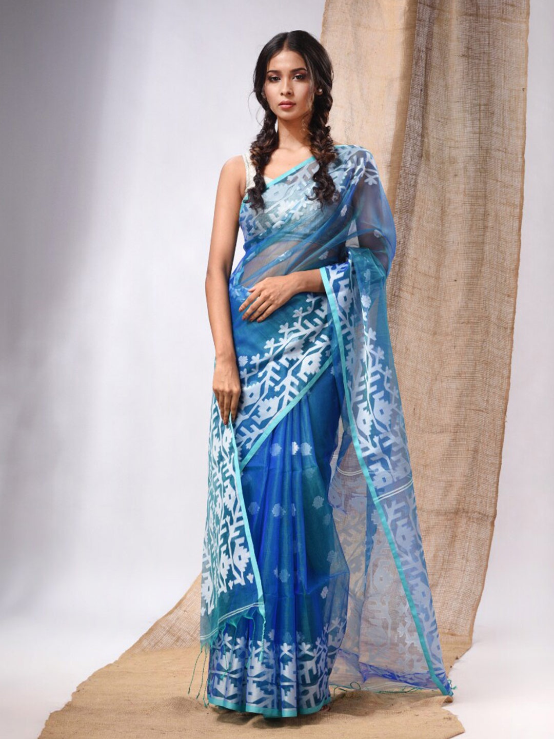 

Charukriti Ethnic Motifs Woven Design Pure Silk Saree, Blue