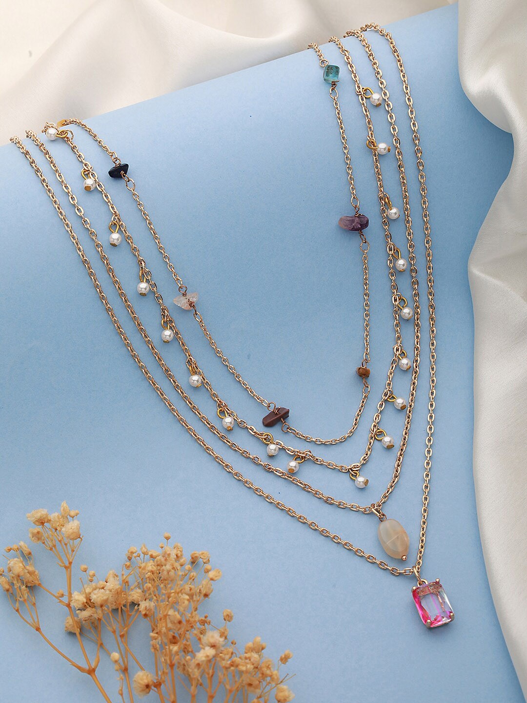 

Jazz and Sizzle Brass Gold-Plated Layered Necklace