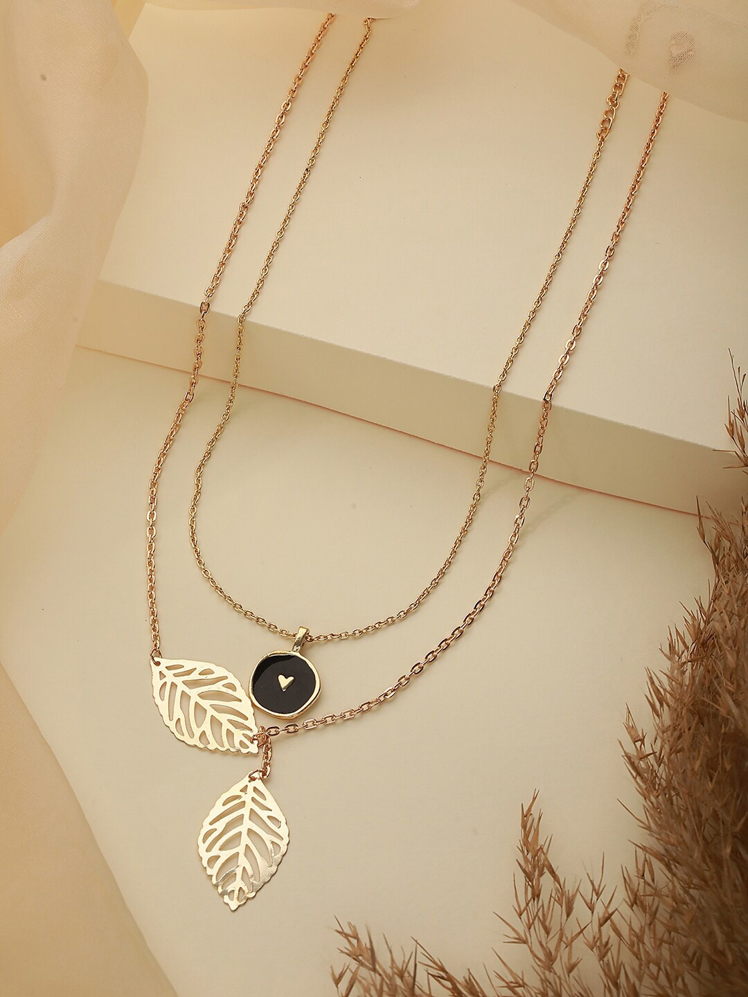 

Jazz and Sizzle Set Of 2 Brass Gold-Plated Necklace